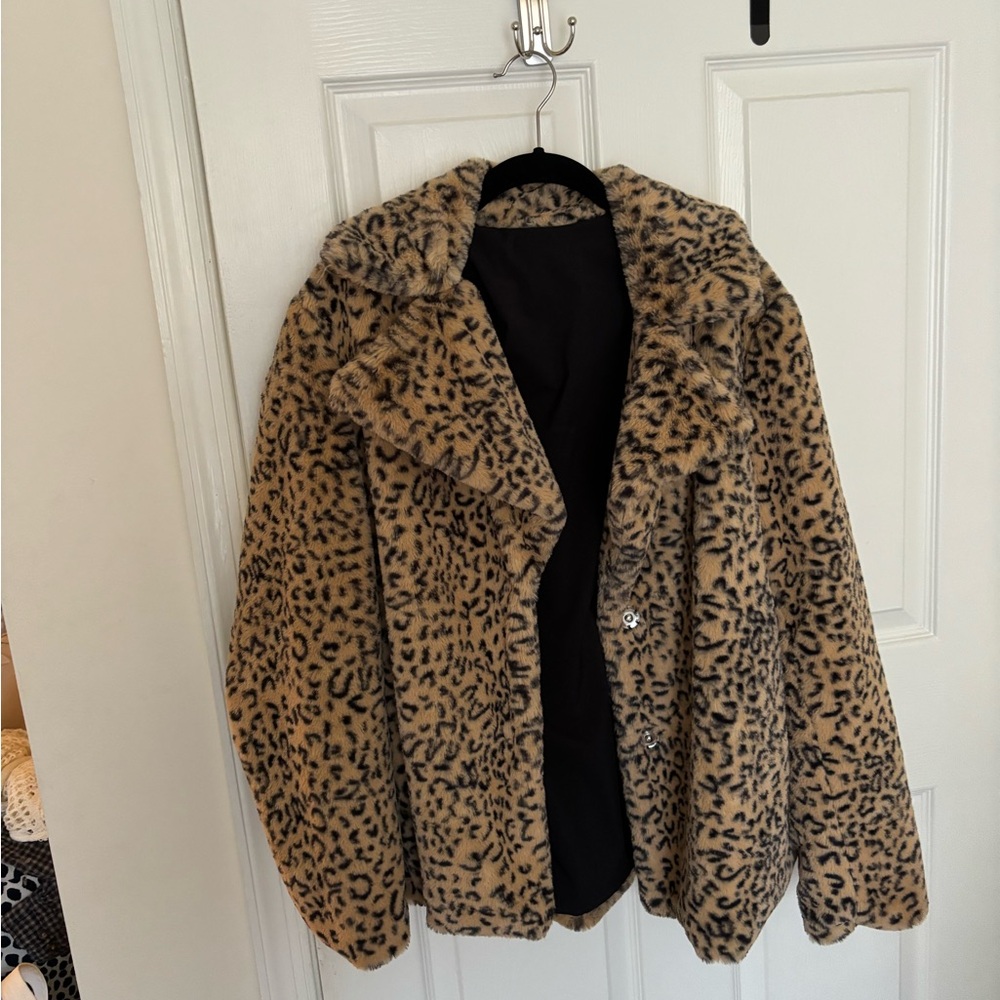 Reversible Faux Leopard Coat